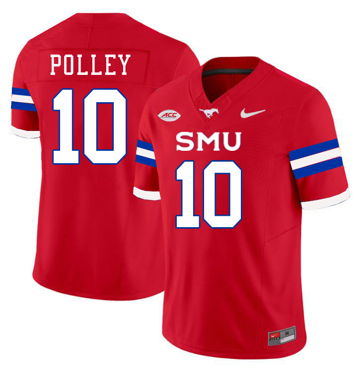 SMU Mustangs #10 Tyren Polley Jersey College Football Uniforms-Red
